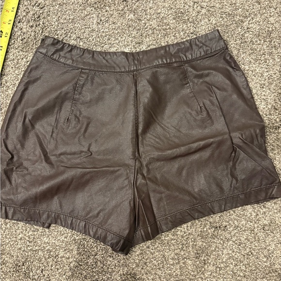 Brown Faux Leather Skort (Shorts Underneath) - Picture 3 of 7